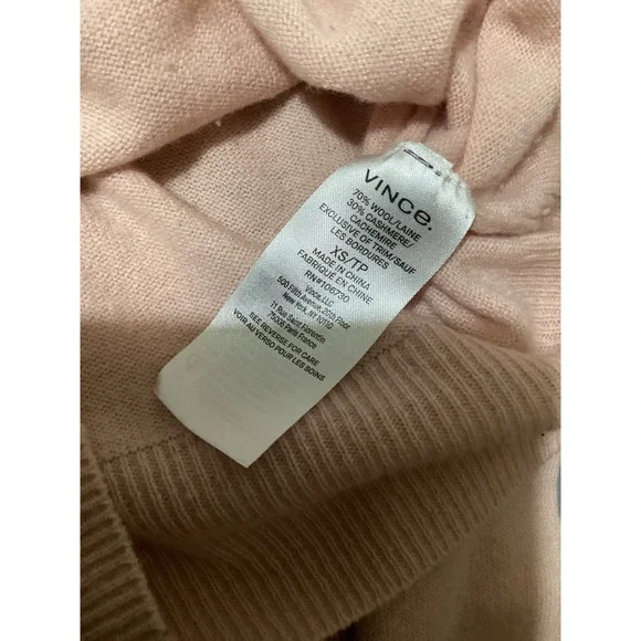 Vince Pink Scoop Neck Long Sleeve Wool Cashmere Sweater XS - Picture 5 of 5